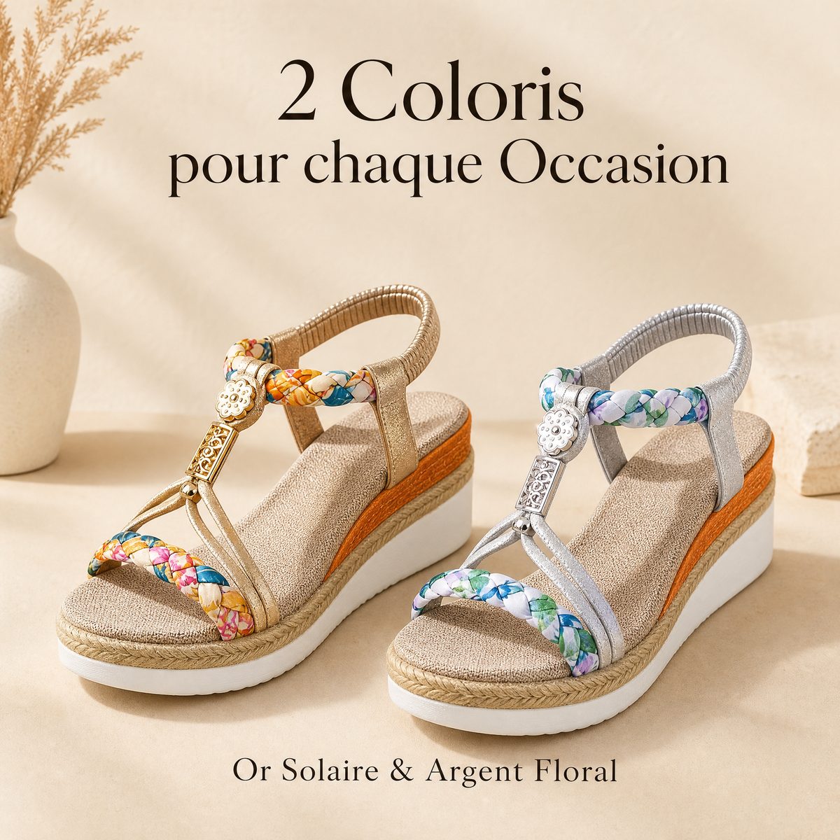 Coloris Or Solaire et Argent Floral Belrose