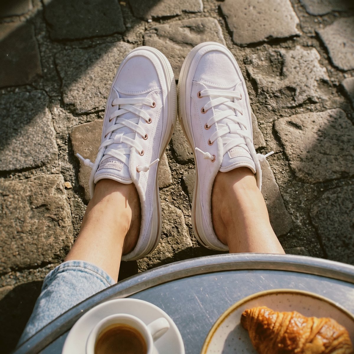 Kelsay Archfit - Sneakers blanches terrasse café
