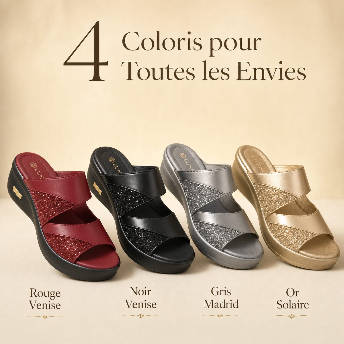 4 coloris disponibles Rouge Noir Gris Or